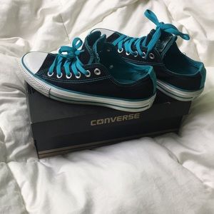 Converse Women’s Size 7, Double Tongue, Black/Blue